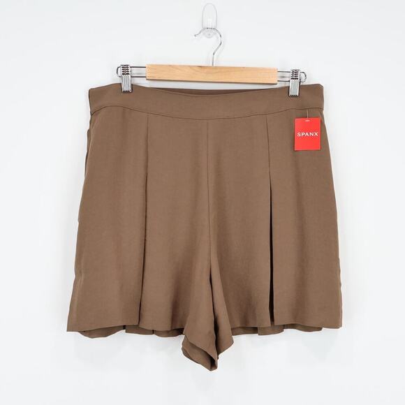 Spanx Crepe Pleated Pull On Short Cedar Brown Size XL NWT - Picture 2 of 6